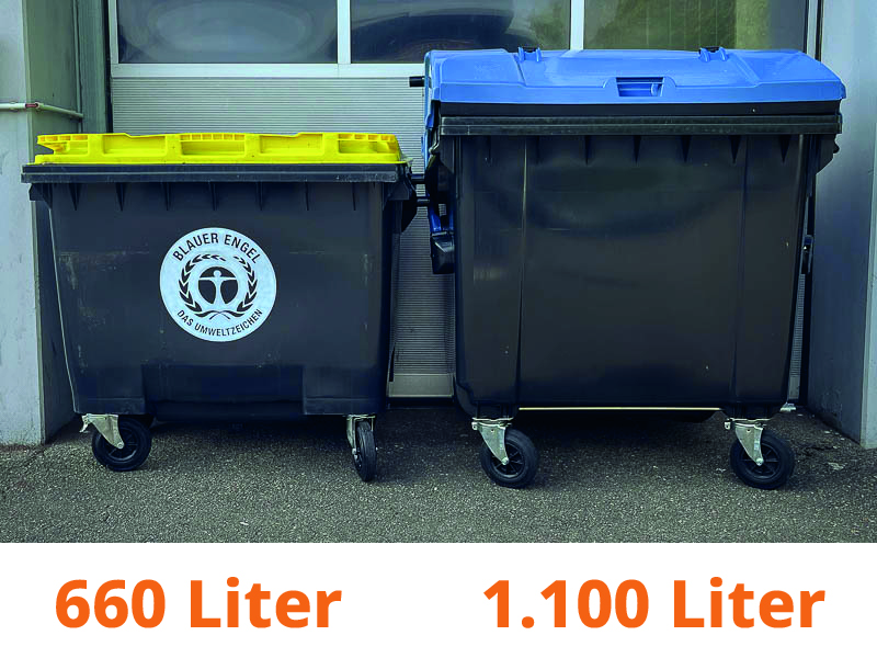 Behälter der Größe 660-Liter und 1.100-Liter